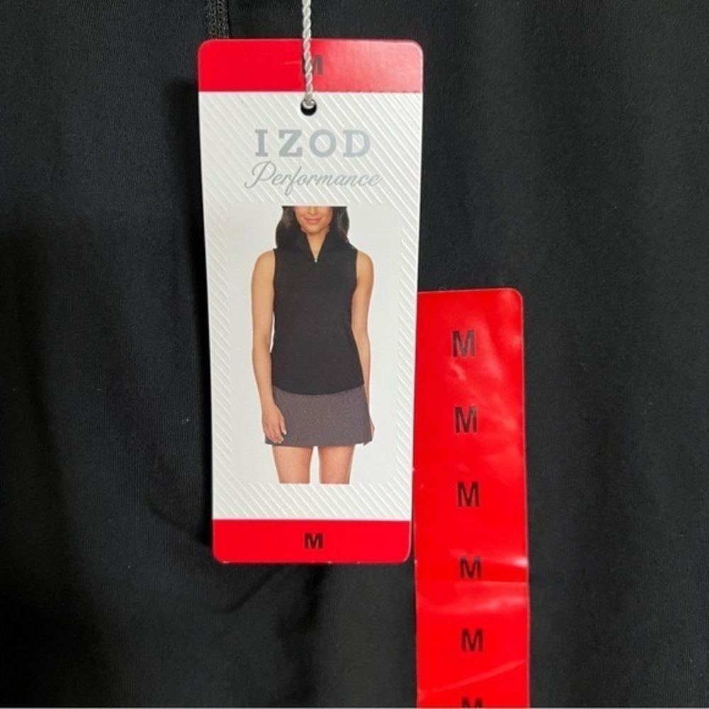 IZOD Performance Womens Medium Black Sleeveless Shirt Golf Tennis Polo‎ Sport - Picture 4 of 8